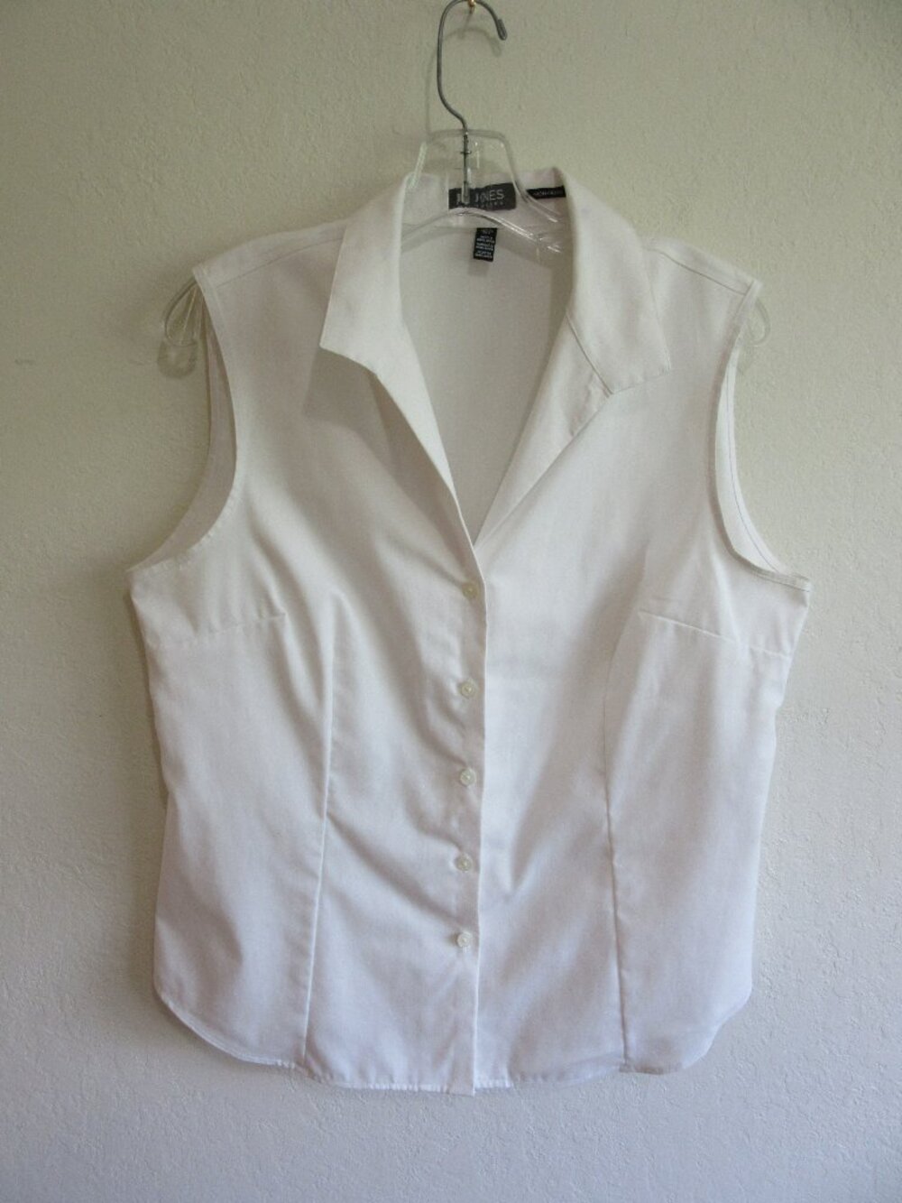Jones New York White Non-Iron Cotton Sleeveless L Blouse